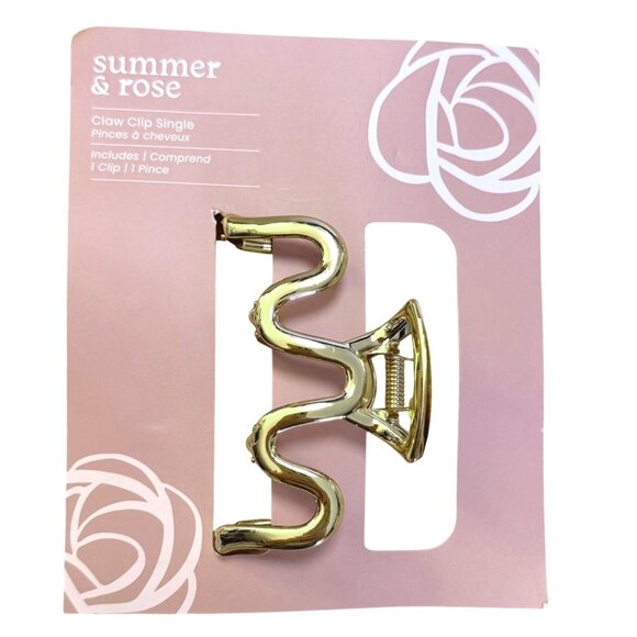 Summer and Rose Gold Wavy Claw Clip Hair Accessory Elegant Minimalist Glam Style - Picture 6 of 6